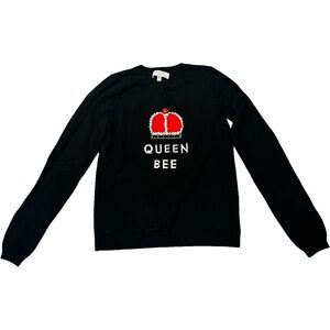 EUC Milly Girls Size 10 Black Sweater with Red Crown Design- “Queen Bee”